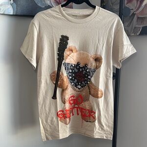 Modern Lux Beige Teddy Bear Graphic Tee